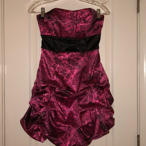 Strapless pink & black mini dress - Picture 1 of 5